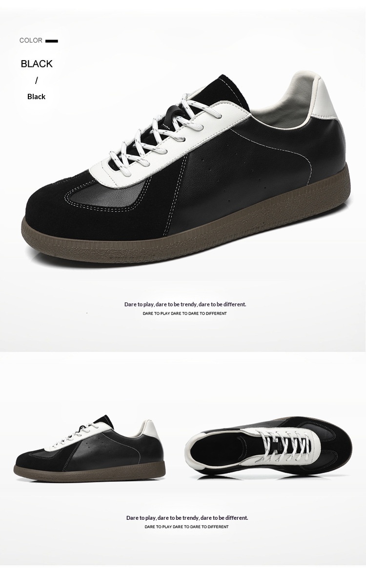 Glide 2025 Spring New Genuine Leather Trendy Niche Flat Sports Casual Versatile Sneakers Men's Retro German Training Shoes_voghion.com