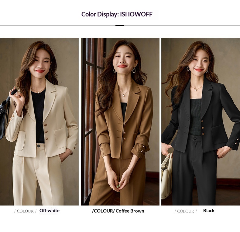 Blazer corto ChicShe da donna, manica lunga primaverile e autunnale, elegante stile pendolare, design piccolo, monopetto_voghion.com