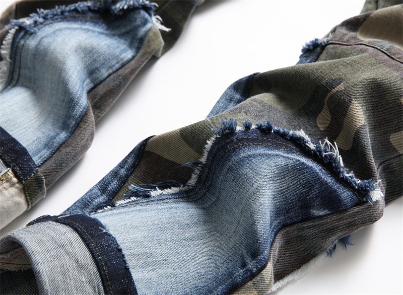 boy Boy Boy 2023 Neue Großhandel Slim Fit Stretch Camouflage Patchwork Color Block Herren Skinny Jeans Trendy 3132_voghion.com