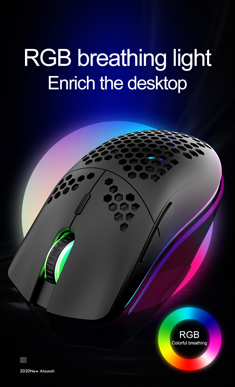 NeoGear Xuan Silver Fox XYH80 Wireless Rechargeable Gaming RGB Desktop Computer Laptop Hole Mouse_voghion.com