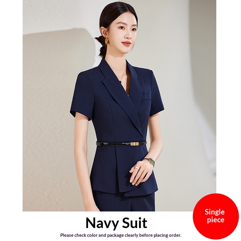 ChicShe Abito estivo sottile a maniche corte professionale per donna Elegante uniforme da receptionist di hotel, abbigliamento da lavoro per negozi di gioielli_voghion.com