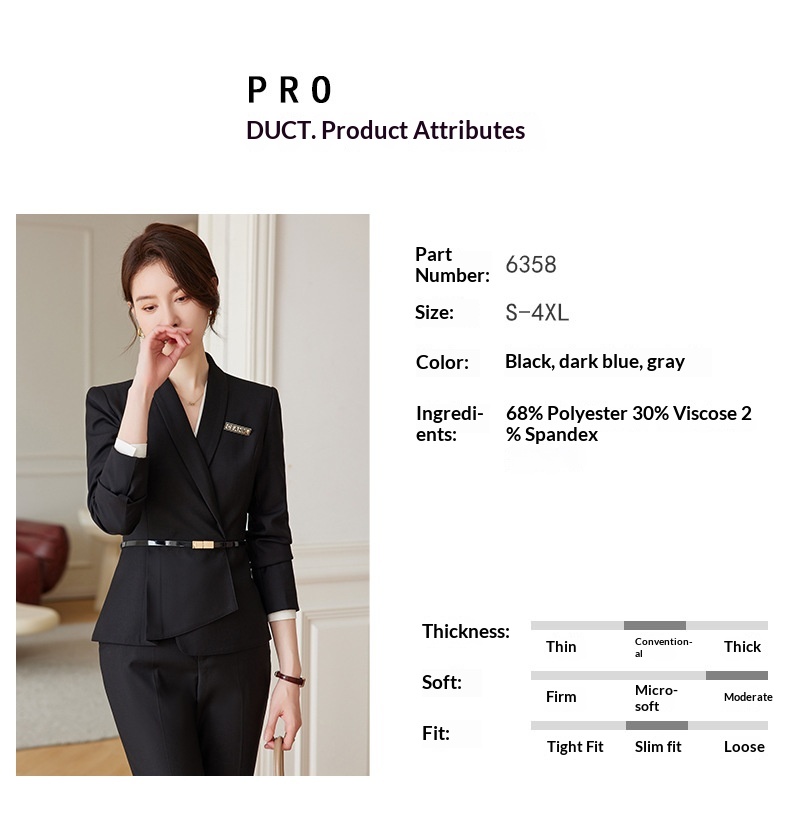 Completo professionale grigio ChicShe per donna, abbigliamento formale autunnale di alta gamma per receptionist di hotel, completo da lavoro per gioielleria_voghion.com