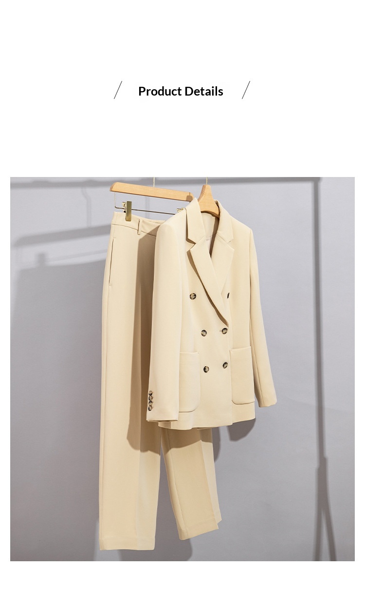 ChicShe 2024 Spring And Autumn Acetate Small Blazer Double-Breasted Two-Piece Professional Suit Straight-Leg Wide-Leg Pants_voghion.com