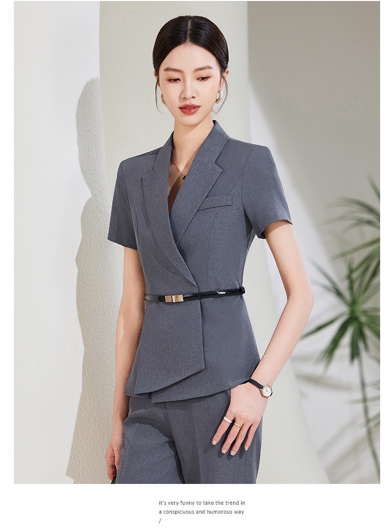 ChicShe Abito estivo sottile a maniche corte professionale per donna Elegante uniforme da receptionist di hotel, abbigliamento da lavoro per negozi di gioielli_voghion.com