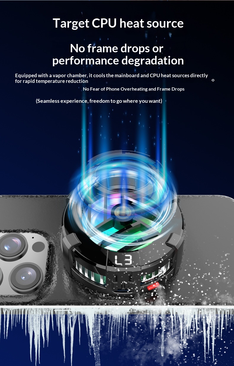 Digitex Mobile Phone Cooler Semiconductor True Game No Frame Drops Magnetic Back Clip Fan Rapid Cooling Black Technology_voghion.com