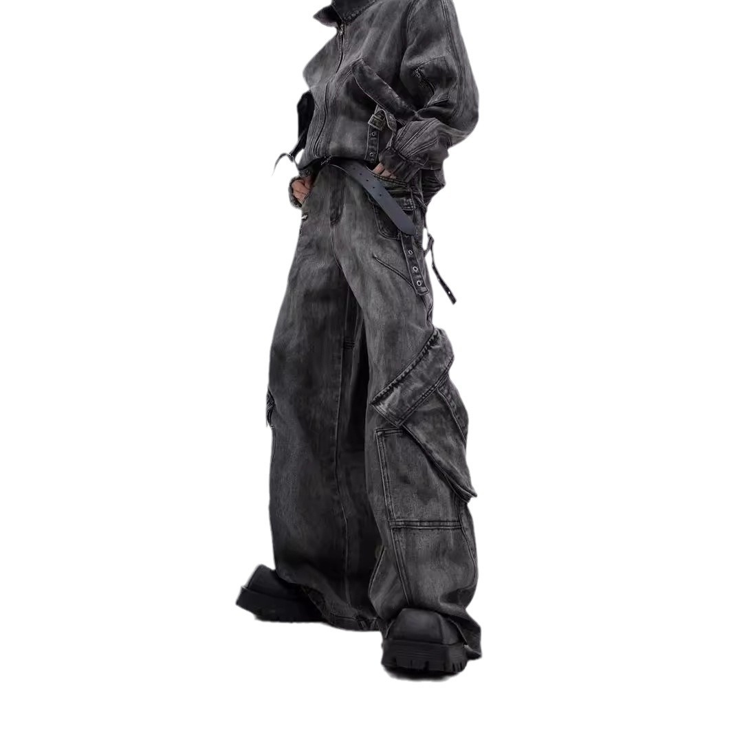 Jeans a zampa lavati e stropicciati in stile retrò, stile Wasteland, stile High Street, da uomo, europei e americani, alla moda, a gamba larga_voghion.com