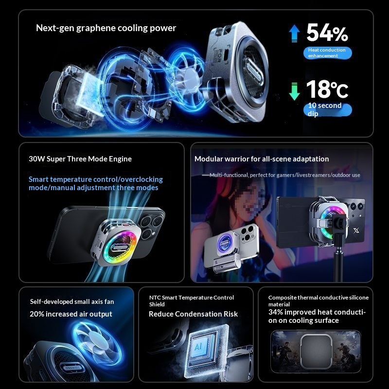 Digitex Magnetic Radiator Gaming Phone Semiconductor Cooling Suitable_voghion.com