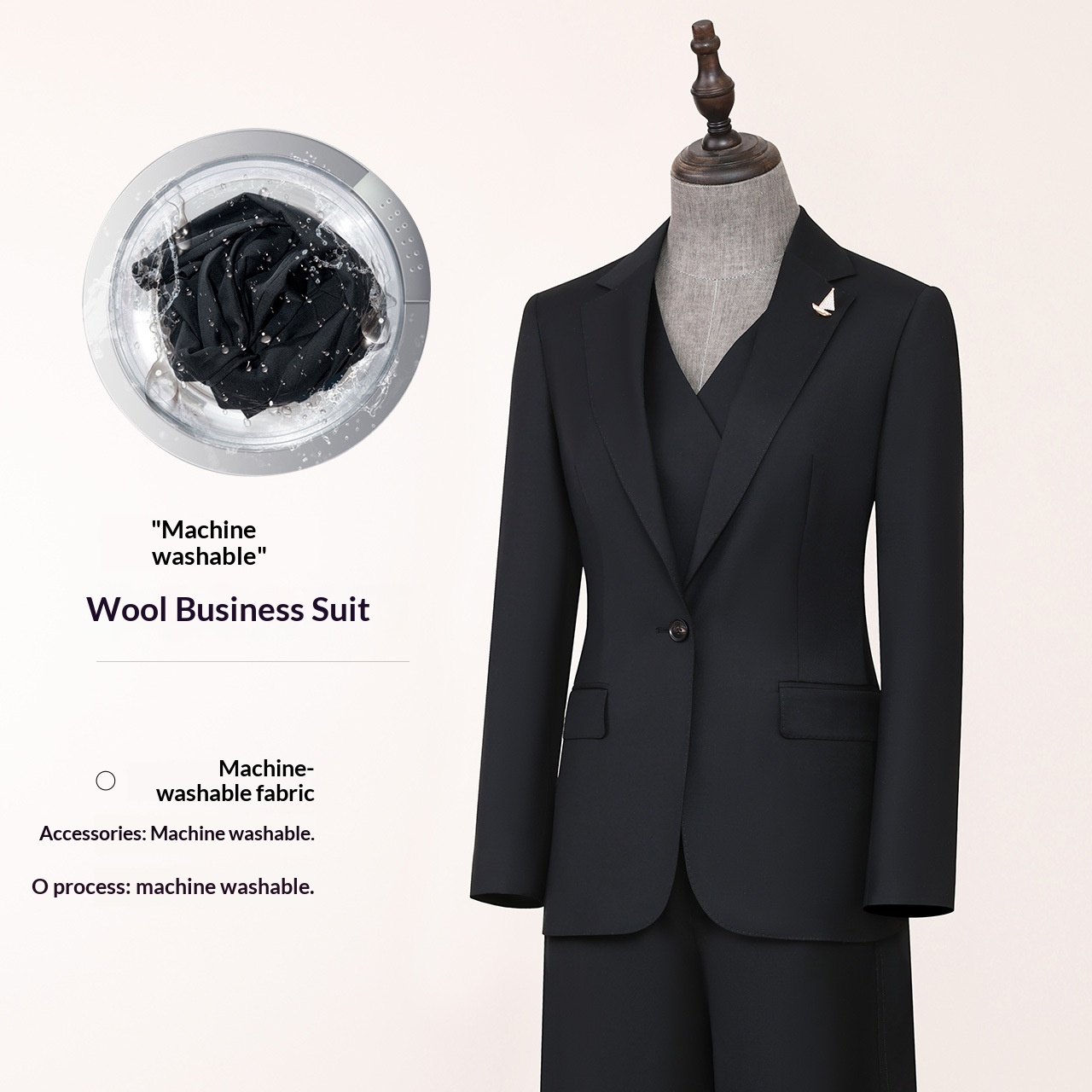ChicShe New Machine Washable Wool Blazer For Women, High-End Business Suit With Draped Wide-Leg Pants, Professional Set_voghion.com