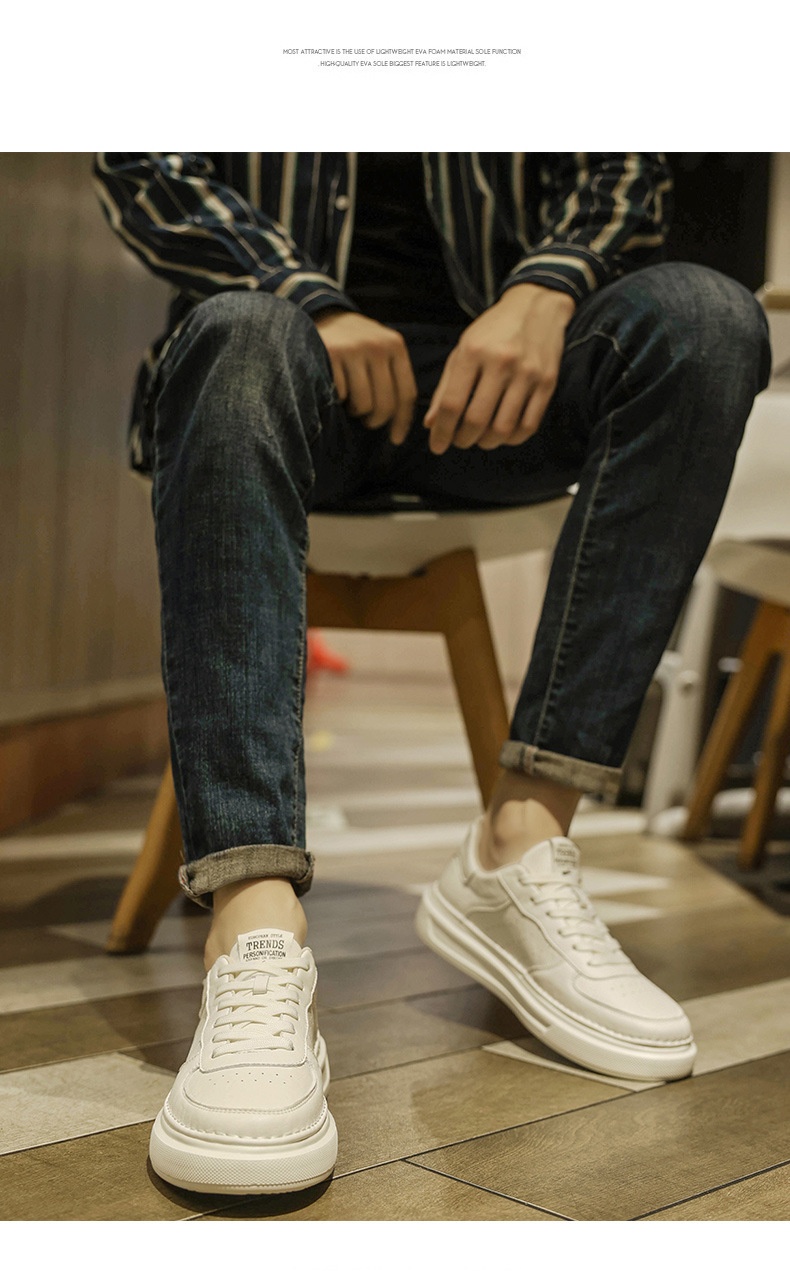 Glide Men's 2025 New Spring Versatile Breathable Leather Casual White Sneakers Non-Slip Youth Sports Trend Shoes_voghion.com