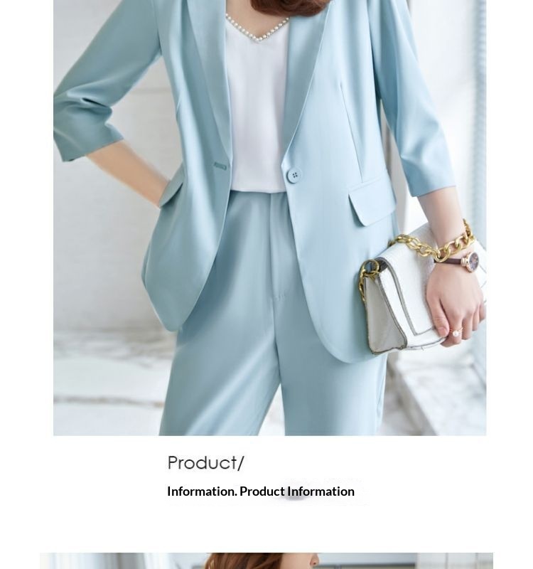 ChicShe Lightweight Women's Suit Summer Casual Elegant Fashion Professional Workwear Petite Blazer Two-Piece Set_voghion.com