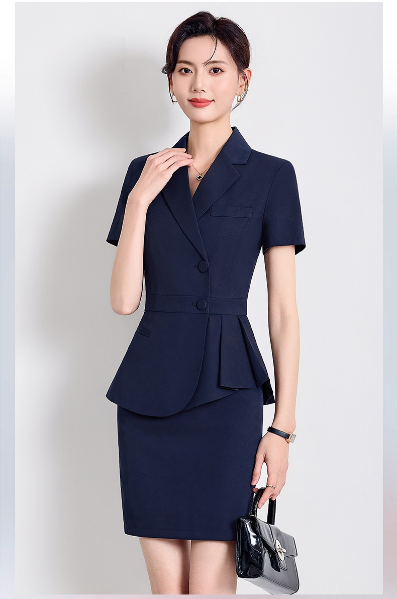 ChicShe Professional Gray Short Sleeve Small Suit Collar Jacket Women Pants Skirt Summer Outfit 2025 New Three-Piece Set_voghion.com