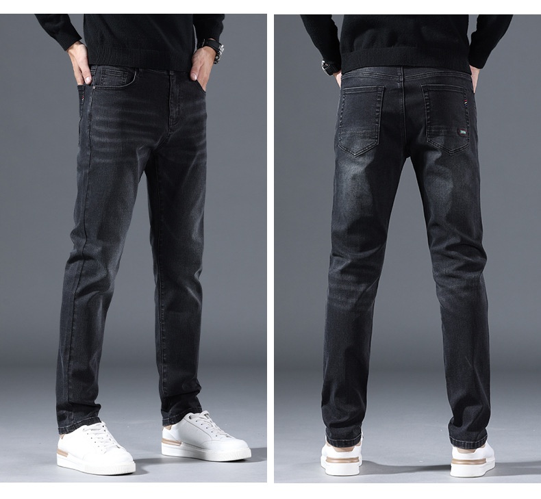 Jeans caldi da ragazzo, gamba dritta, autunno inverno, nuovi, foderati in pile, cotone spesso elasticizzato, vestibilità slim, pantaloni casual da uomo_voghion.com