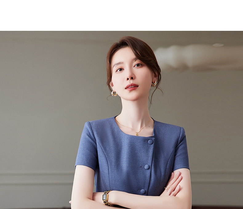 ChicShe Short Sleeve Suit Set For Women Professional Wear Summer Department Jewelry Store Sales Uniform Beautician Front Desk_voghion.com