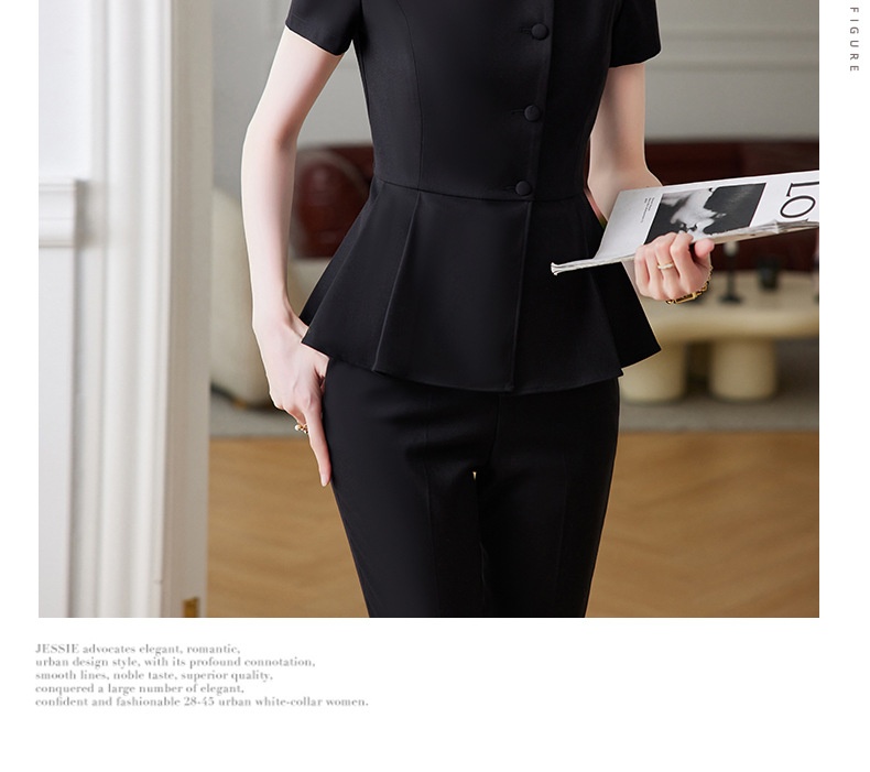 ChicShe Short Sleeve Suit Set For Women Professional Wear Summer Department Jewelry Store Sales Uniform Beautician Front Desk_voghion.com