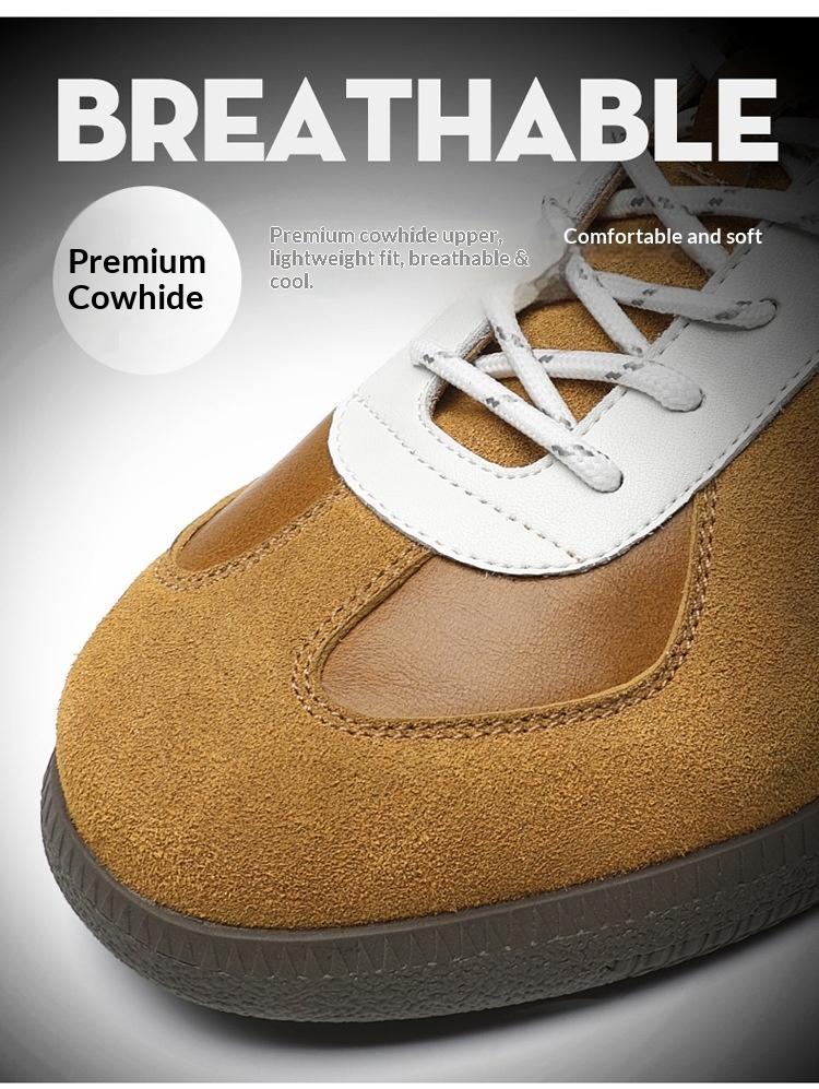 Glide 2025 Spring New Genuine Leather Trendy Niche Flat Sports Casual Versatile Sneakers Men's Retro German Training Shoes_voghion.com