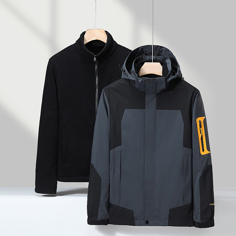 boy Boy Robo Outdoor 3-in-1 For Men And Women, Couple's Large Size Hiking Suit With Fleece, Warm Three-Piece Set Jacket_voghion.com