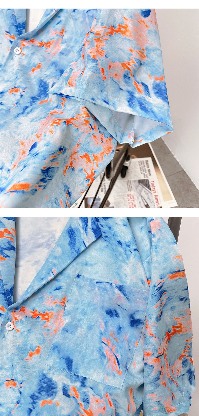 ForMen Sommer-High-End-Herrenhemd mit Batikmuster, Blumenmuster, kurzen Ärmeln und lockerem Kuba-Kragen – ein angesagter Trend_voghion.com