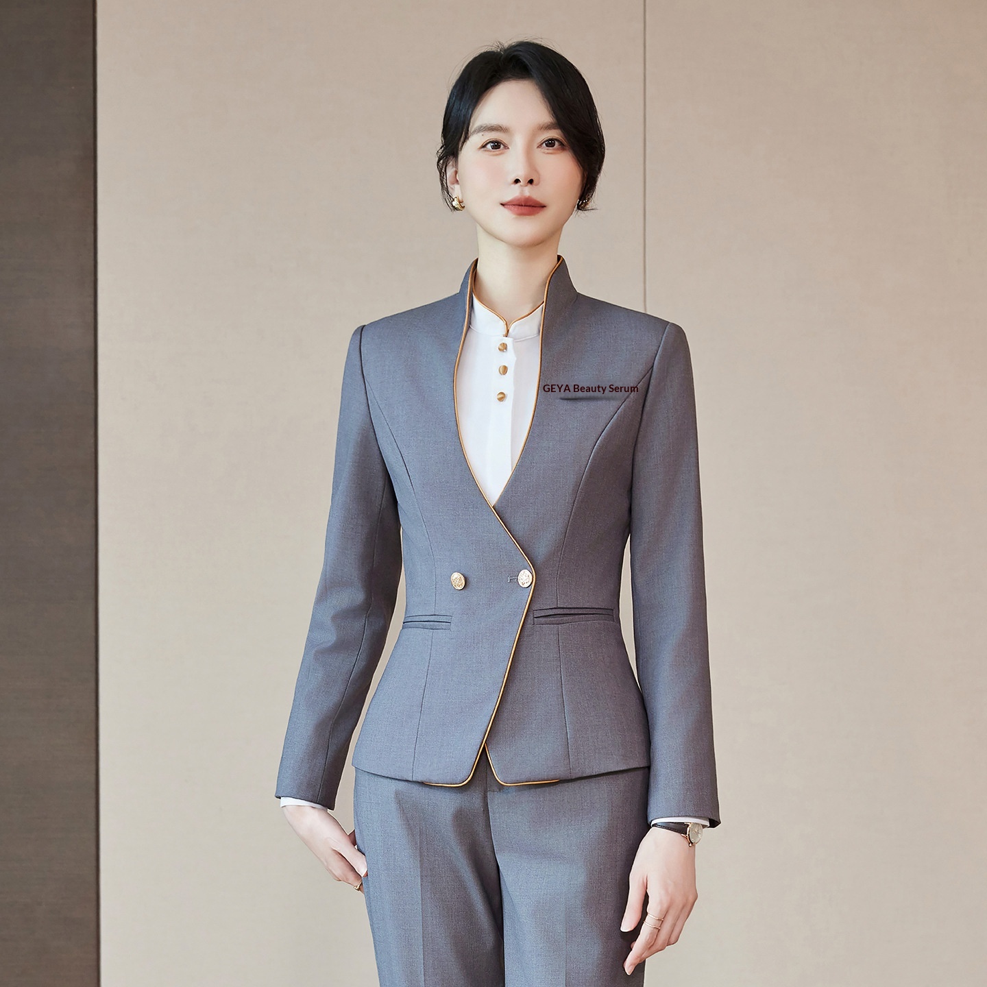 ChicShe 2025 Autumn Winter New Elegant Professional Suit Set For Women Flight Attendant Uniform Hotel Front Desk Reception Work_voghion.com