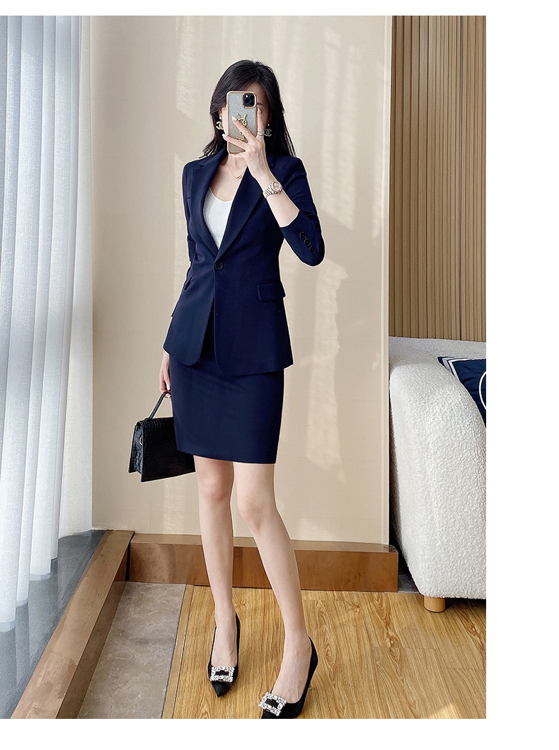 ChicShe 2024 Spring And Autumn New Beige Long Sleeve Professional Small Blazer Jacket Women's Pants Skirt Two-Piece Set_voghion.com