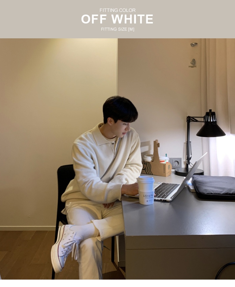 Boy Boy ASCLO New Dongdaemun Korean Clothing Turn-down Sweater Men's Designer Polo Collar Skinfriendly Loose Autumn Casual_voghion.com