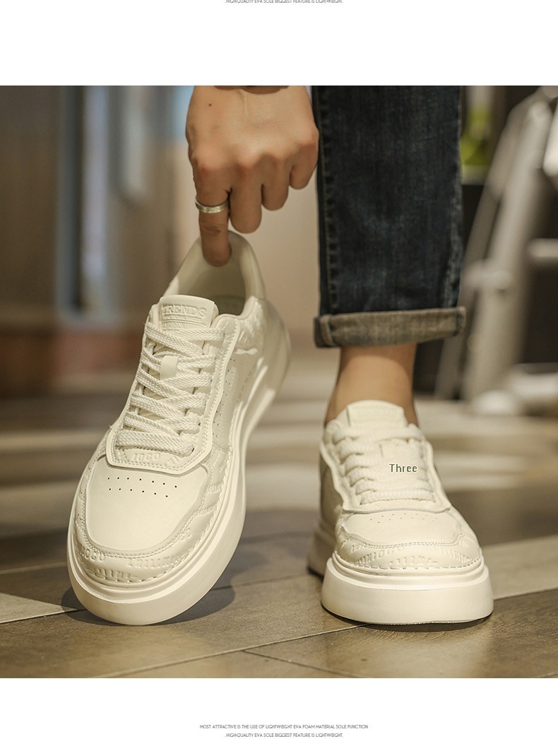 Glide European Suit British Style Thick-Soled White Autumn Breathable Thin Non-Slip Men's Trendy Shoes_voghion.com