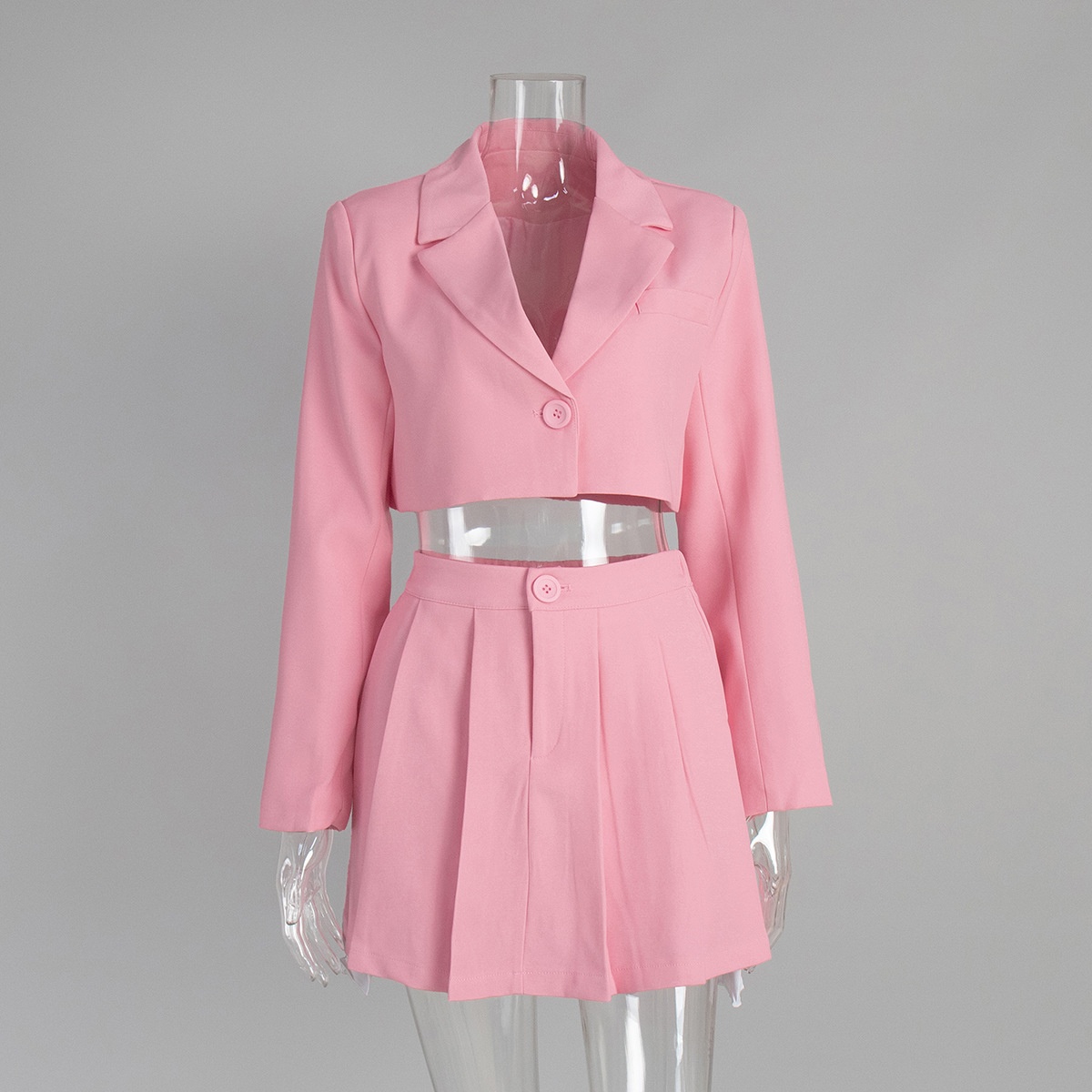 ChicShe Cross-Border Short European And American 2025 Spring Summer Y2K Right Shoulder Lapel Small + Mini Skirt Suit Set_voghion.com