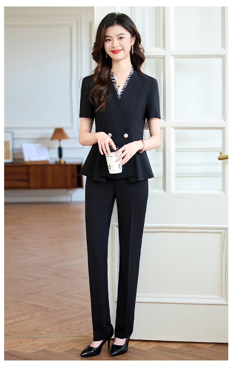 ChicShe Short Sleeve V-Neck Blazer Women's Pants Skirt Professional Casual Summer Two-Piece Set 2025 New Style_voghion.com