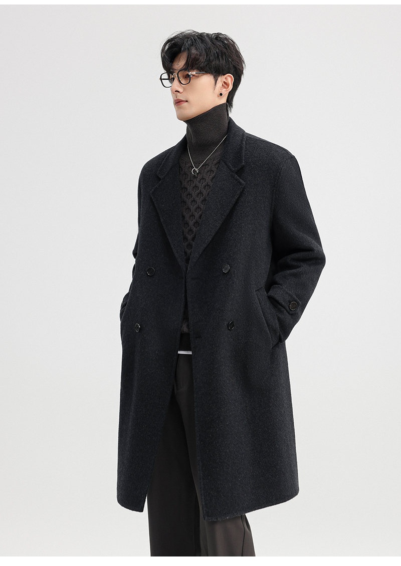 Boy Herren-Wollmantel Herbst/Winter 2025, doppelseitig, mittellang, mit Kragen, zweireihig, aus Wolle_voghion.com