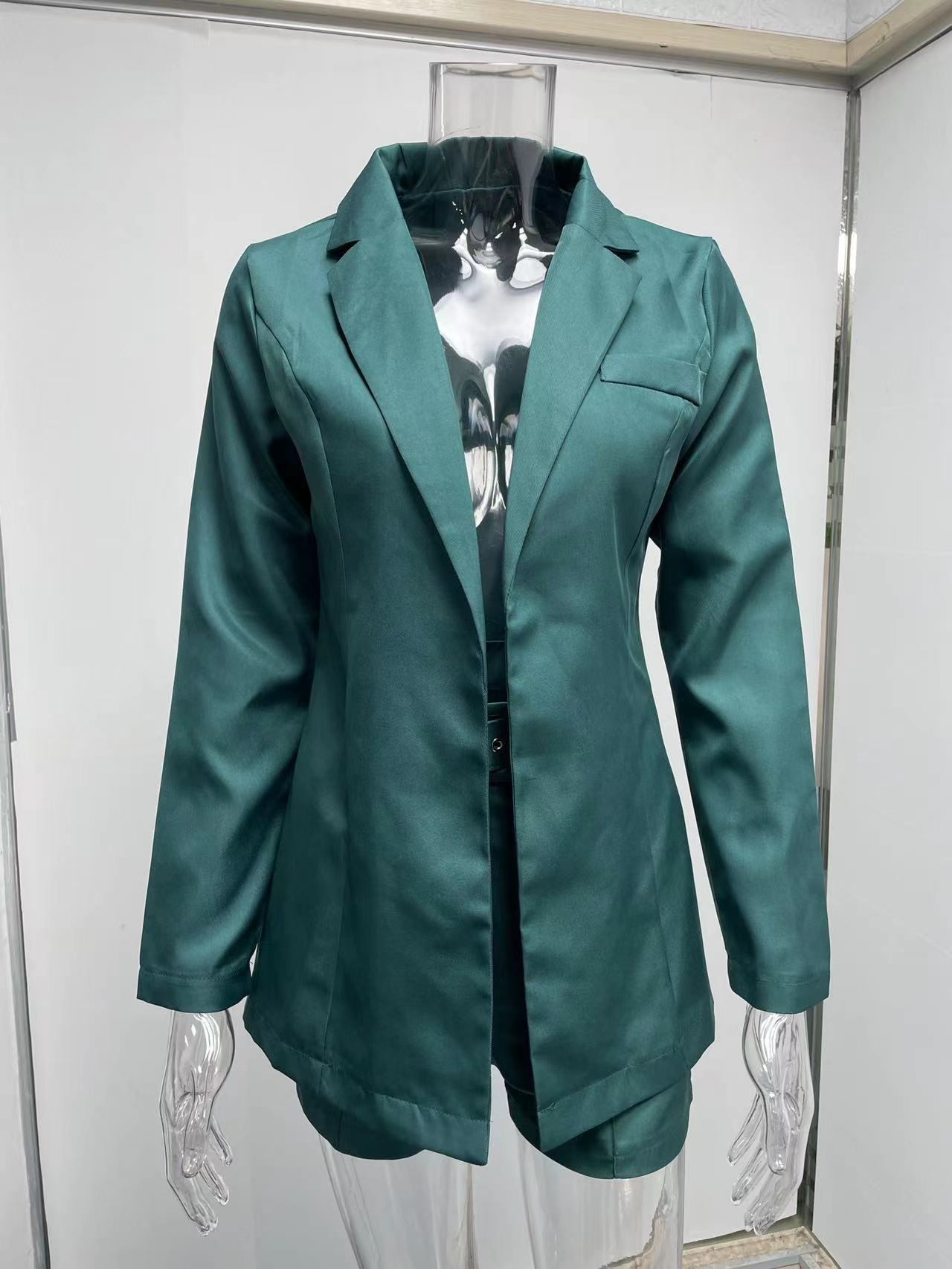 ChicShe 2024 European And American Cross-Border Tops Shorts Suit Set Sexy Elegant Women's Fashion Casual Lapel Cardigan_voghion.com