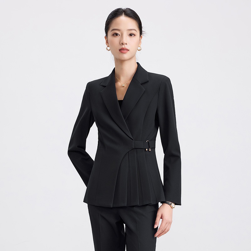 ChicShe 2025 Autunno Elegante Completo Nero da Donna Completo da Lavoro di Alta Qualità per Hotel Reception Gioielleria Negozio Abbigliamento da Lavoro per Donna_voghion.com
