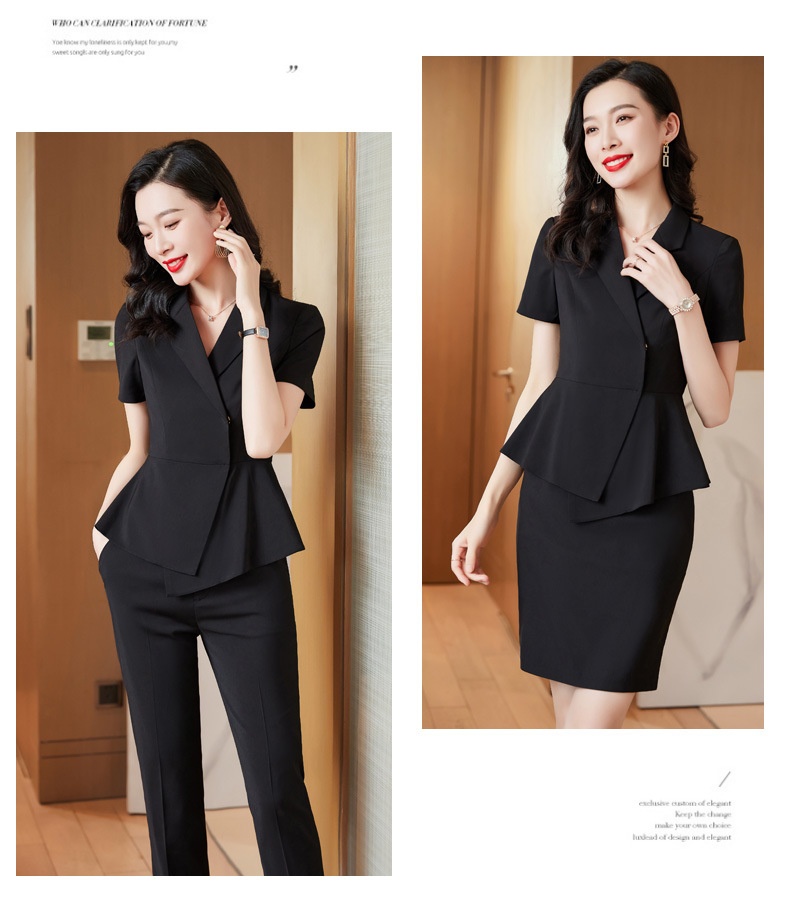 ChicShe Tenue d'été professionnelle à manches courtes, élégante et féminine, style déesse, tailleur pour bijouterie et salon de beauté._voghion.com