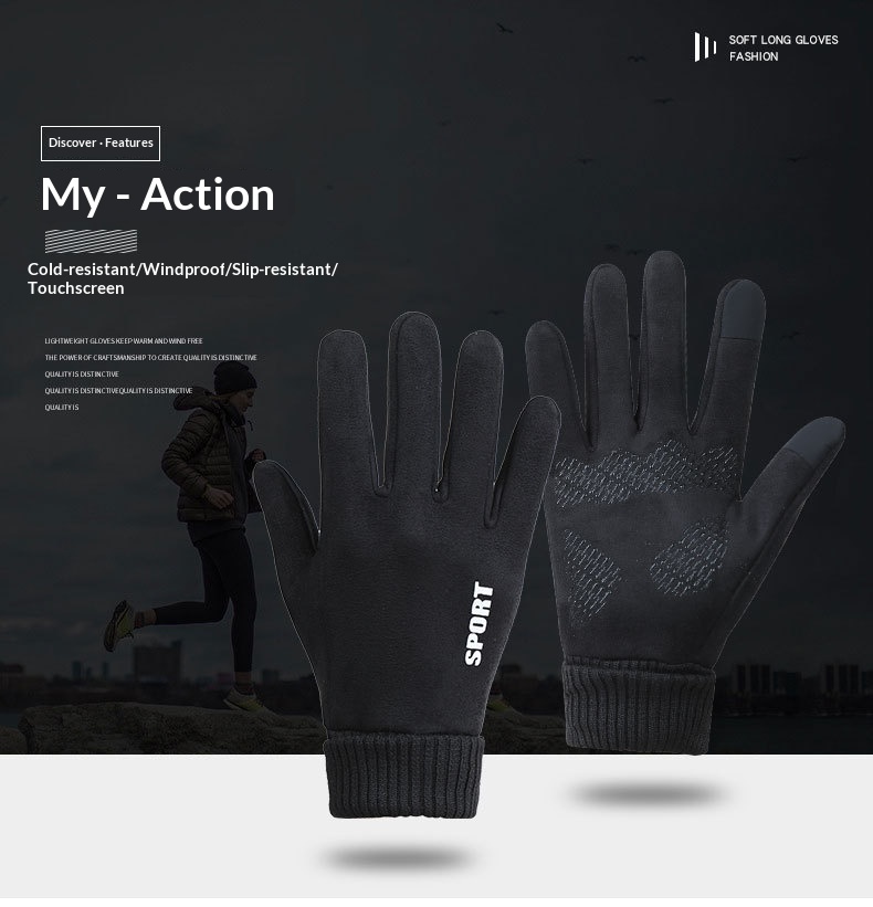 boy Boy Boy N034 Thermal Winter Outdoor Touchscreen Cycling Hand Protection Men's Suede Windproof Cold-Proof Gloves Derong_voghion.com