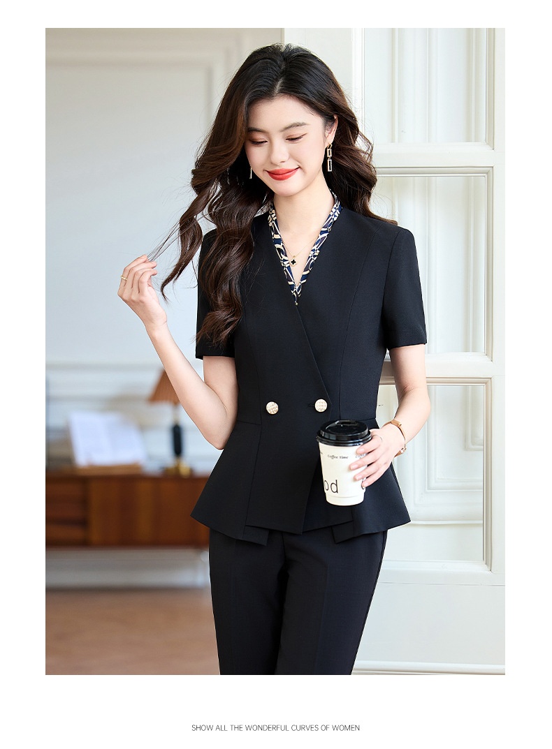 ChicShe Short Sleeve V-Neck Blazer Women's Pants Skirt Professional Casual Summer Two-Piece Set 2025 New Style_voghion.com