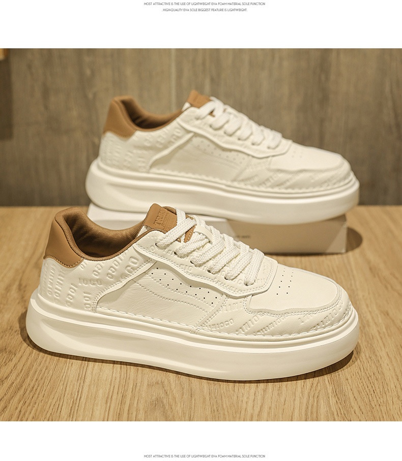 Glide European Suit British Style Thick-Soled White Autumn Breathable Thin Non-Slip Men's Trendy Shoes_voghion.com