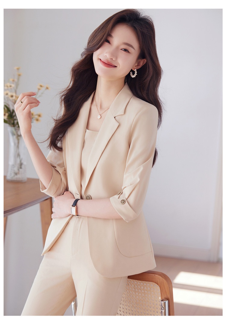 ChicShe 2024 Spring Summer New Professional Wear Women's High-end Mid-sleeve Suit Set Elegant Jewelry Hotel Beautician Uniform_voghion.com