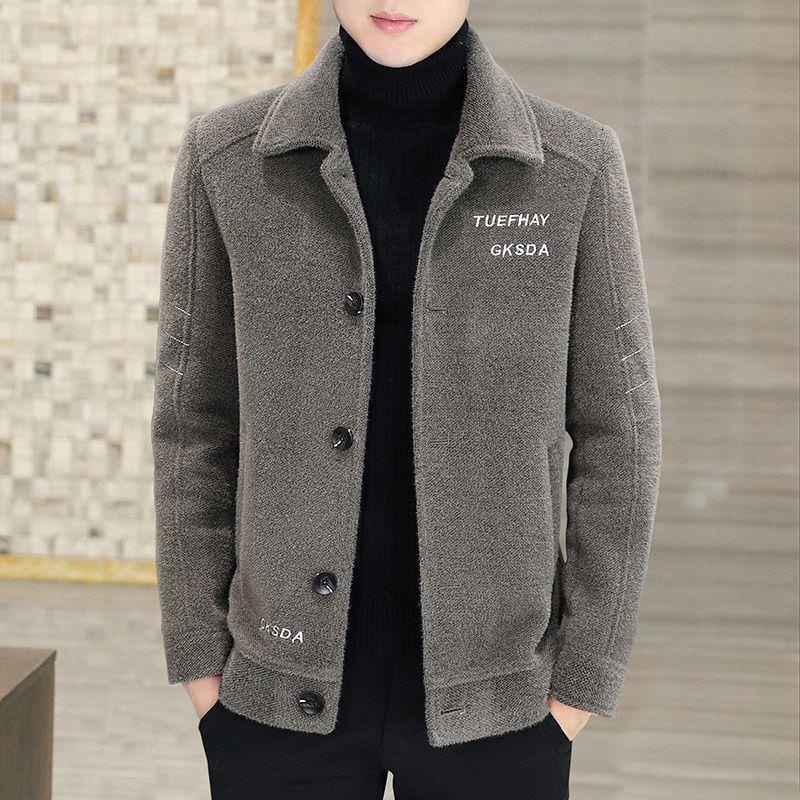 boy Boy 2025 New Men's Short Autumn Winter Woolen Jacket Thickened Casual Trench Coat_voghion.com