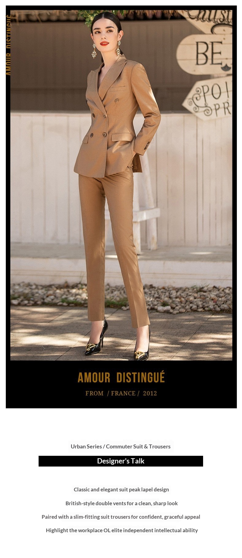 ChicShe Spring And Autumn Khaki Double-Breasted British Style Professional Women's Long Sleeve Suit, Elegant Female Executive_voghion.com