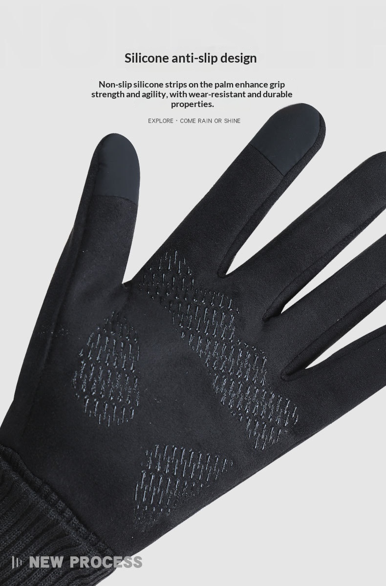 boy Boy Boy N034 Thermal Winter Outdoor Touchscreen Cycling Hand Protection Men's Suede Windproof Cold-Proof Gloves Derong_voghion.com