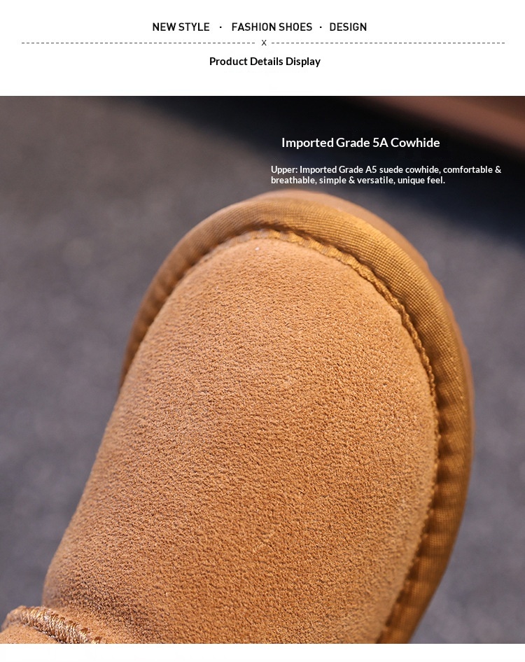 ShoeGlobe Stivali da neve per bambini e bambine in pelle bovina con un bottone, scarpe invernali spesse, calde e antiscivolo con fodera in pile per bambini piccoli e_voghion.com