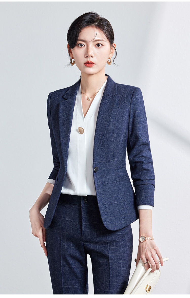ChicShe High-End-Anzug für Damen, modisch im koreanischen Stil, Hotel- und Businesskleidung, neue Herbst-/Winterkollektion, formelle Kleidung, elegante Businesskleidung, karierter Blazer_voghion.com