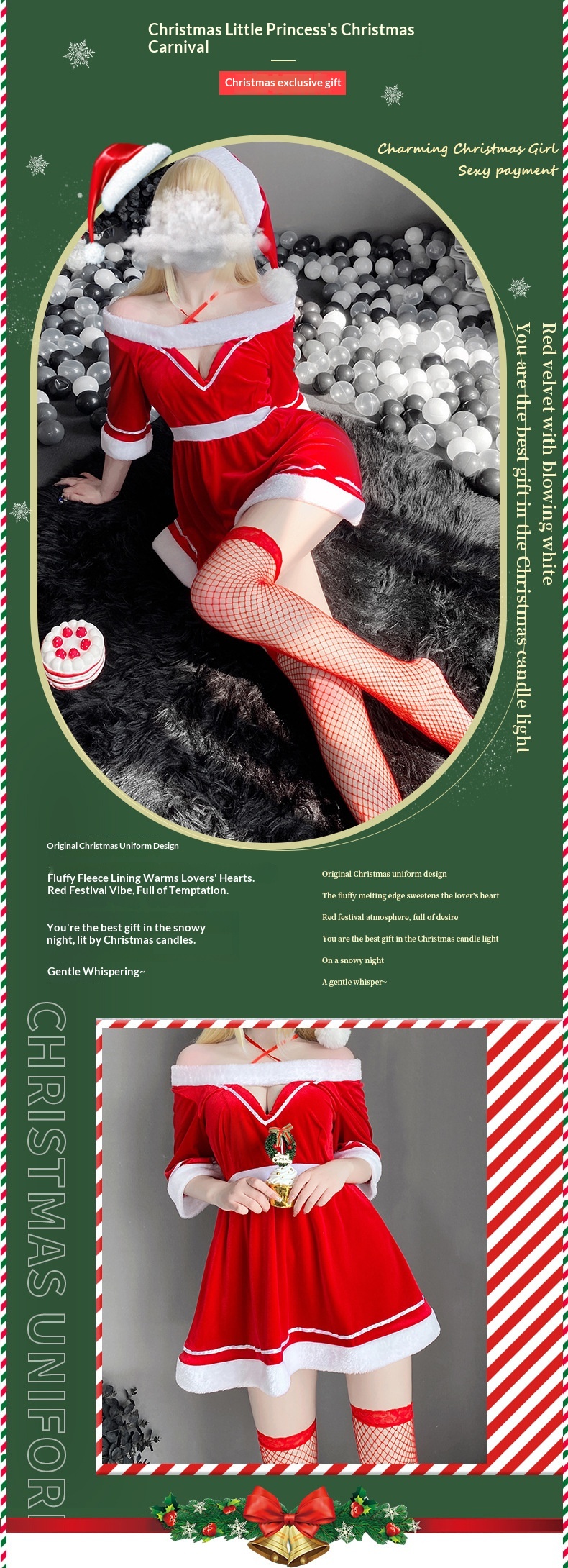 Eros Lab Lin Linting Dessous-Set für Damen – Verführerische Weihnachts- und Festtagsdessous – Flirt- und Bett-Set 2493_voghion.com