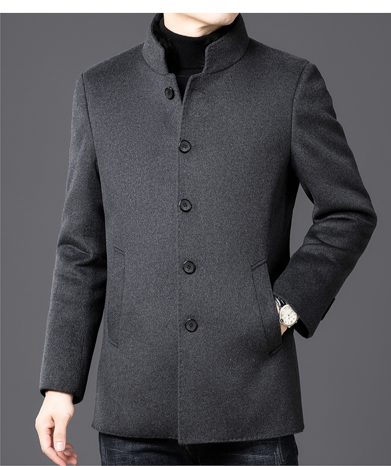 boy Boy Men's Wool Coa For Auumn And Winer, Business Casual, Middle-aged Dad, Wrinkle-Free, Warm, Down, Mink Fur Collar_voghion.com