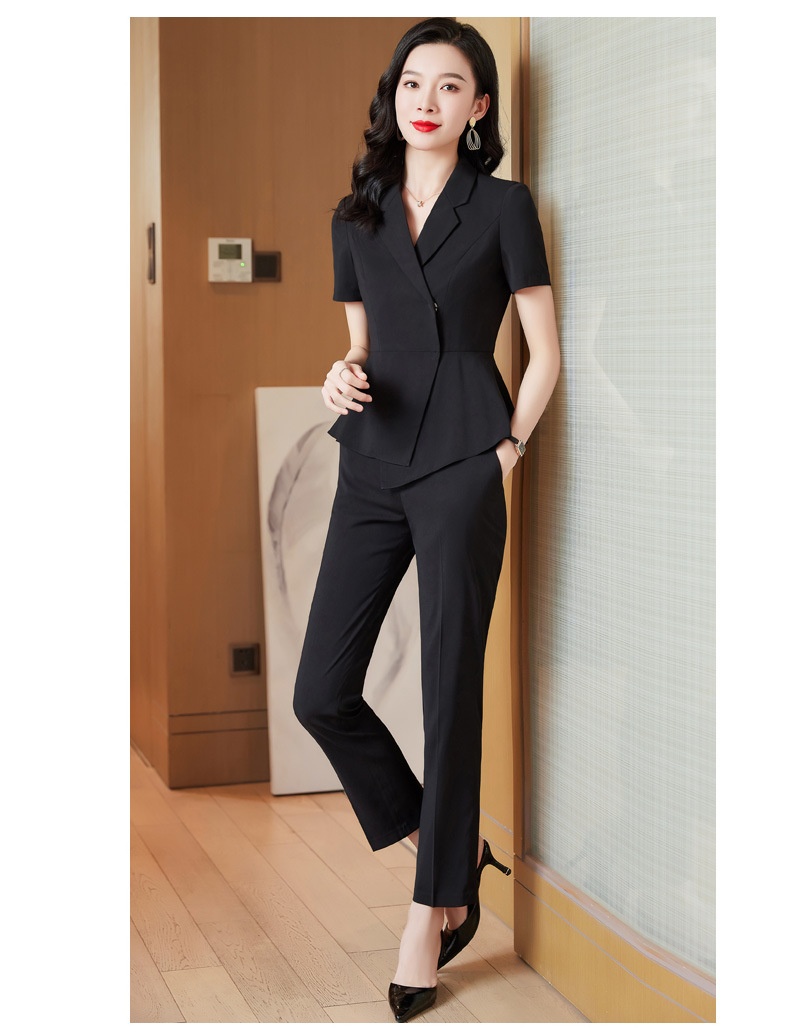 ChicShe Tenue d'été professionnelle à manches courtes, élégante et féminine, style déesse, tailleur pour bijouterie et salon de beauté._voghion.com