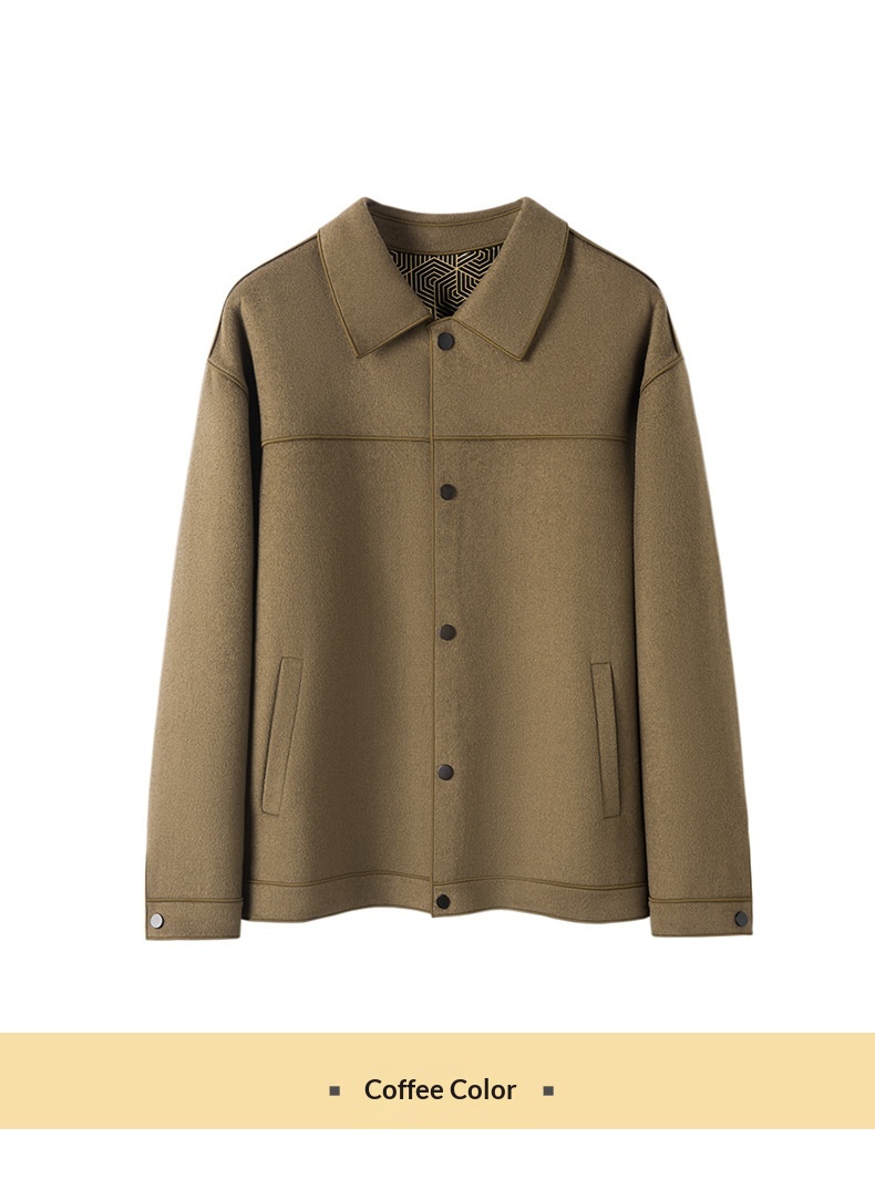boy Boy 100% Autumn Winter Cashmere Executive Jacket Men's Short Lapel Wool Double-Sided Coat_voghion.com