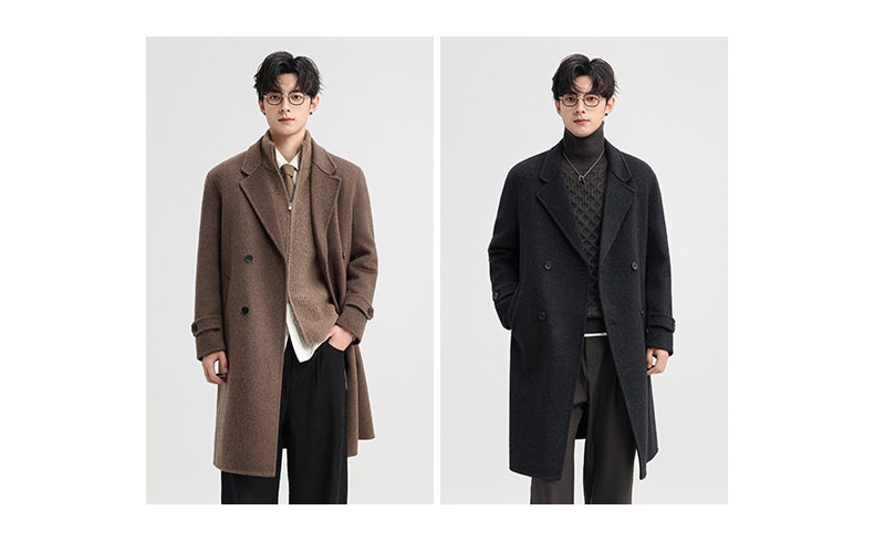 Boy Herren-Wollmantel Herbst/Winter 2025, doppelseitig, mittellang, mit Kragen, zweireihig, aus Wolle_voghion.com