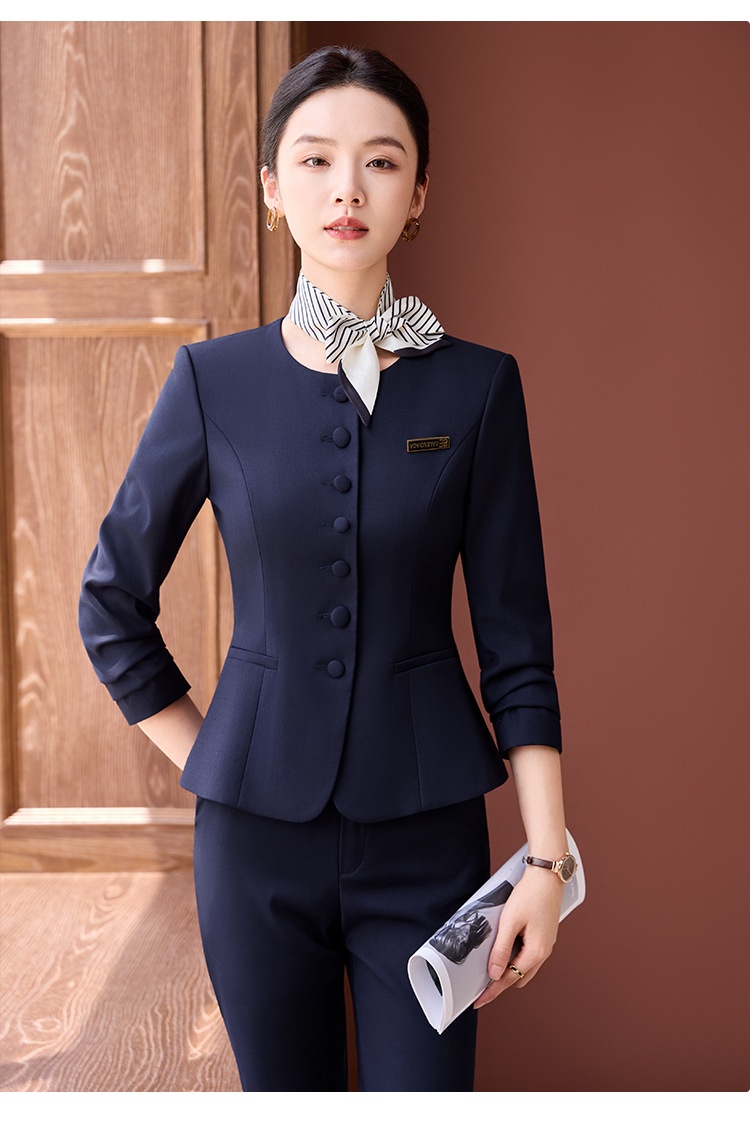 ChicShe Spring And Autumn Long Sleeve Suit Pants Women Professional High-end Fashion Slim Fit Navy Blue Sales Department_voghion.com