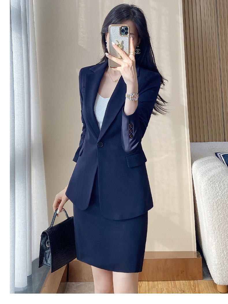 ChicShe 2024 Spring And Autumn New Beige Long Sleeve Professional Small Blazer Jacket Women's Pants Skirt Two-Piece Set_voghion.com