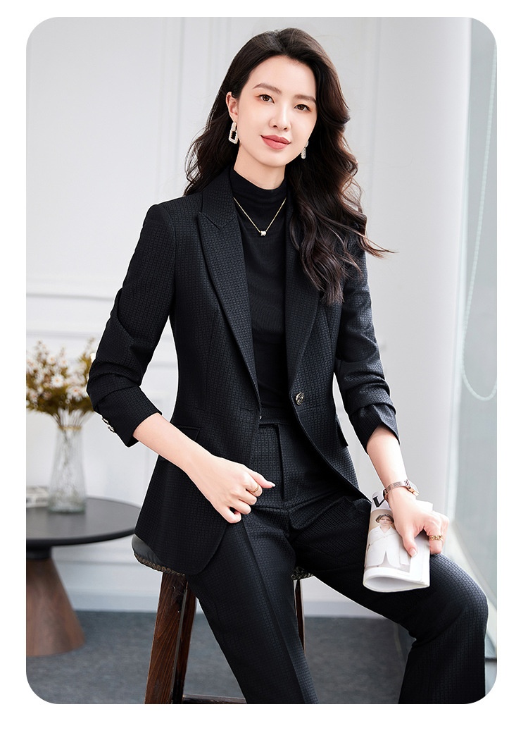 ChicShe Plaid Single Button Elegant Professional Suit Women's Formal Outfit Pants Long Sleeve Workplace Winter Temperament 2529_voghion.com