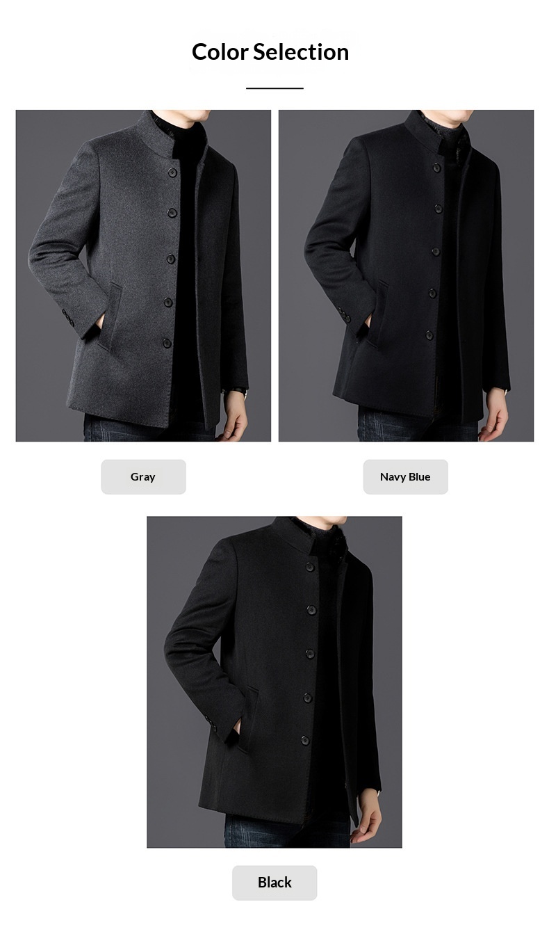 boy Boy Men's Wool Coa For Auumn And Winer, Business Casual, Middle-aged Dad, Wrinkle-Free, Warm, Down, Mink Fur Collar_voghion.com