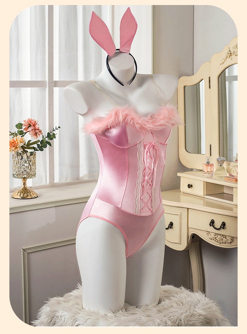 Eros Lab Lingerie Cute Bunny Girl Plush Bodysuit Fishnet Sexy Charming Passion Set Wholesale Temptation_voghion.com